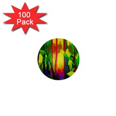 Abstract Vibrant Colour Botany 1  Mini Buttons (100 Pack) 