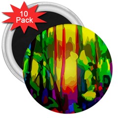 Abstract Vibrant Colour Botany 3  Magnets (10 Pack) 