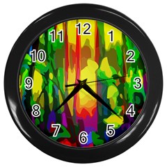 Abstract Vibrant Colour Botany Wall Clock (black)