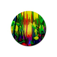 Abstract Vibrant Colour Botany Rubber Coaster (round) 