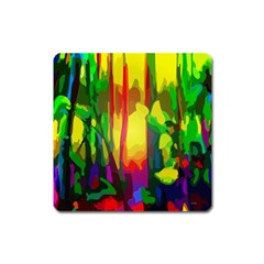 Abstract Vibrant Colour Botany Square Magnet