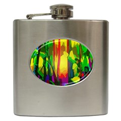 Abstract Vibrant Colour Botany Hip Flask (6 Oz)