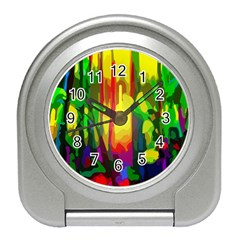 Abstract Vibrant Colour Botany Travel Alarm Clock