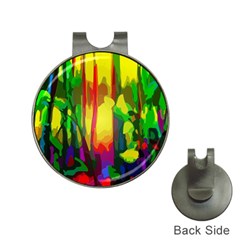 Abstract Vibrant Colour Botany Hat Clips With Golf Markers