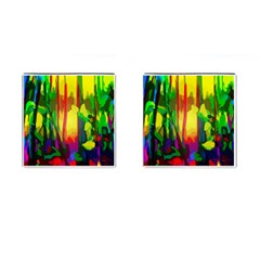 Abstract Vibrant Colour Botany Cufflinks (square) by Sapixe