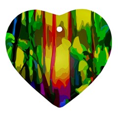 Abstract Vibrant Colour Botany Heart Ornament (two Sides)