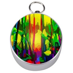 Abstract Vibrant Colour Botany Silver Compasses by Sapixe