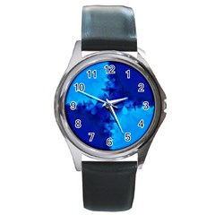 Background Course Gradient Blue Round Metal Watch