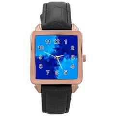 Background Course Gradient Blue Rose Gold Leather Watch 