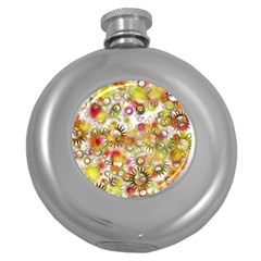 Background Christmas Star Advent Round Hip Flask (5 Oz)