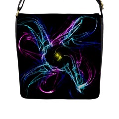 Abstract Art Color Design Lines Flap Closure Messenger Bag (l)