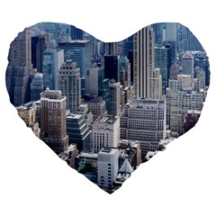 Manhattan New York City Large 19  Premium Heart Shape Cushions by Sapixe