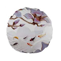 Fishes And Flowers Standard 15  Premium Flano Round Cushions