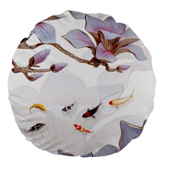 Fishes And Flowers Large 18  Premium Flano Round Cushions by burpdesignsA