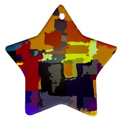Abstract Vibrant Colour Star Ornament (two Sides)