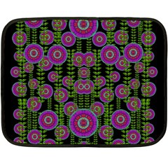 Black Lotus Night In Climbing Beautiful Leaves Double Sided Fleece Blanket (mini)  by pepitasart