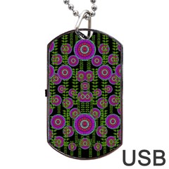 Black Lotus Night In Climbing Beautiful Leaves Dog Tag Usb Flash (two Sides) by pepitasart