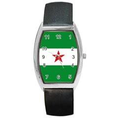 Flag Of Andalusian Nation Party Barrel Style Metal Watch