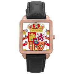 Coat Of Arms Of Spain Rose Gold Leather Watch 