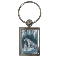 Wonderful Fairy With Ice Dragon Key Chains (rectangle)  by FantasyWorld7