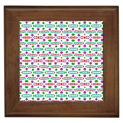 Retro Purple Green Pink Pattern Framed Tiles by BrightVibesDesign