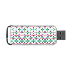 Retro Purple Green Pink Pattern Portable Usb Flash (one Side) by BrightVibesDesign