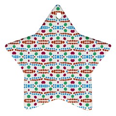 Retro Pink Green Blue Orange Dots Pattern Star Ornament (two Sides) by BrightVibesDesign