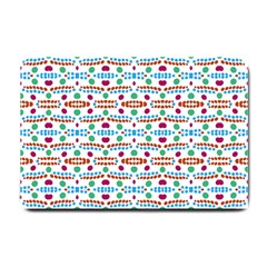 Retro Pink Green Blue Orange Dots Pattern Small Doormat  by BrightVibesDesign