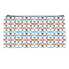 Retro Pink Green Blue Orange Dots Pattern Pencil Cases by BrightVibesDesign