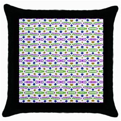 Retro Blue Purple Green Olive Dot Pattern Throw Pillow Case (black) by BrightVibesDesign