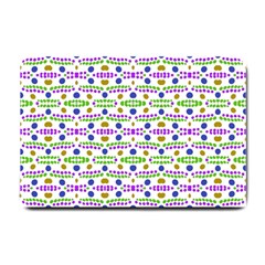 Retro Blue Purple Green Olive Dot Pattern Small Doormat  by BrightVibesDesign