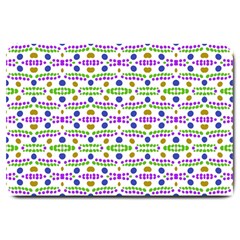 Retro Blue Purple Green Olive Dot Pattern Large Doormat  by BrightVibesDesign