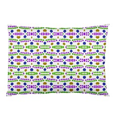 Retro Blue Purple Green Olive Dot Pattern Pillow Case by BrightVibesDesign