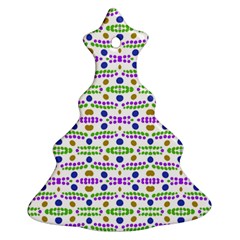 Retro Blue Purple Green Olive Dot Pattern Ornament (christmas Tree)  by BrightVibesDesign