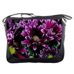 Maroon And White Mums Messenger Bag by bloomingvinedesign