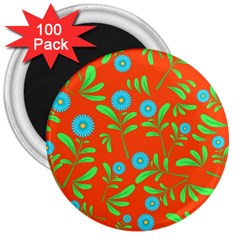 Background Texture Seamless Flowers 3  Magnets (100 Pack)