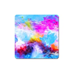 Background Drips Fluid Colorful Square Magnet by Sapixe