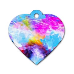 Background Drips Fluid Colorful Dog Tag Heart (one Side) by Sapixe