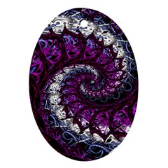 Fractal Background Swirl Art Skull Oval Ornament (two Sides) by Sapixe
