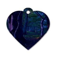 Beeches Tree Forest Beech Shadows Dog Tag Heart (one Side) by Sapixe