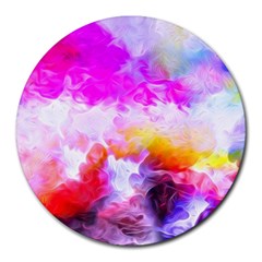 Background Drips Fluid Colorful Round Mousepads