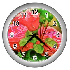 Figure Watercolor Art Nature Wall Clock (silver)