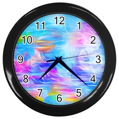 Background Drips Fluid Colorful Wall Clock (Black)