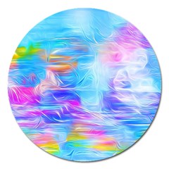 Background Drips Fluid Colorful Magnet 5  (Round)