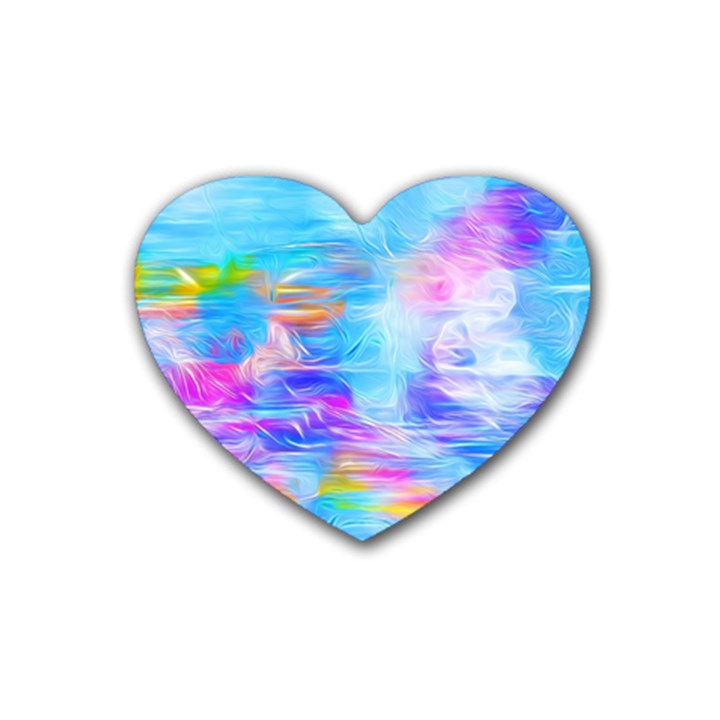 Background Drips Fluid Colorful Rubber Coaster (Heart) 
