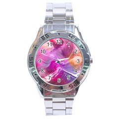 Background Art Abstract Watercolor Stainless Steel Analogue Watch by Sapixe