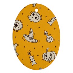 Funny Halloween Party Pattern Oval Ornament (two Sides) by HalloweenParty