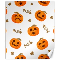 Funny Spooky Halloween Pumpkins Pattern White Orange Canvas 8  X 10 