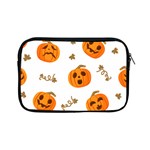 Funny Spooky Halloween Pumpkins Pattern White Orange Apple iPad Mini Zipper Cases Front