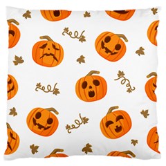 Funny Spooky Halloween Pumpkins Pattern White Orange Standard Flano Cushion Case (one Side) by HalloweenParty